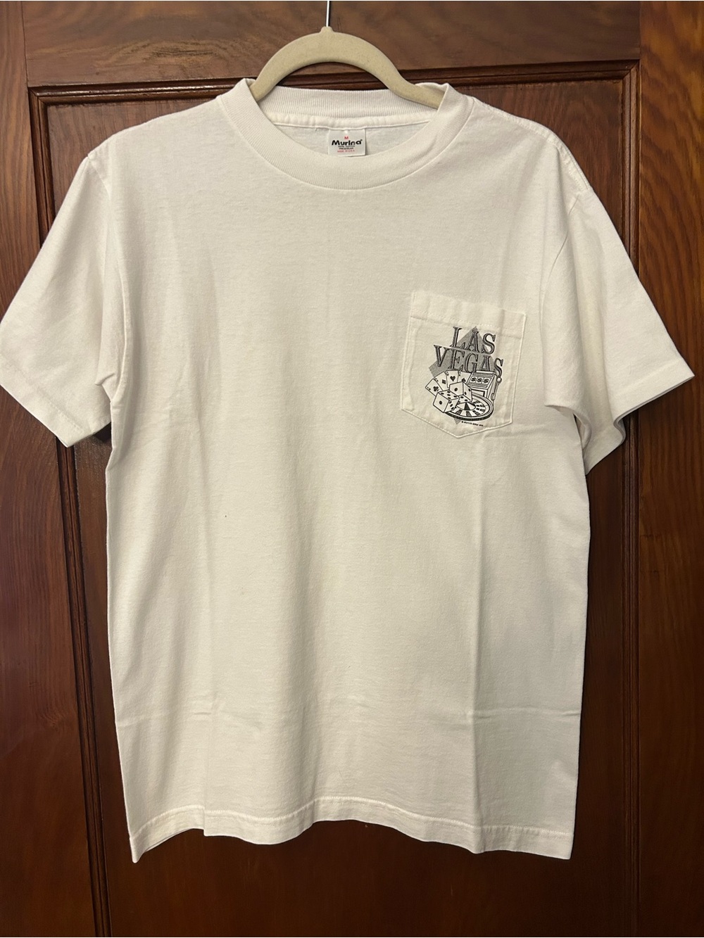 Vintage 90's Single Stitch Las Vegas Pocket Tee White Medium